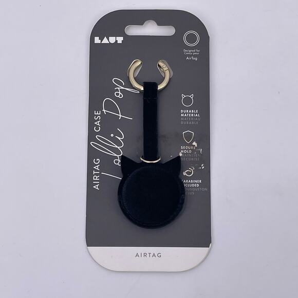 LAUT Black Cat AirTag Case Lolli-Pop Salem Durable Secure with Carabiner NWT - Picture 1 of 9